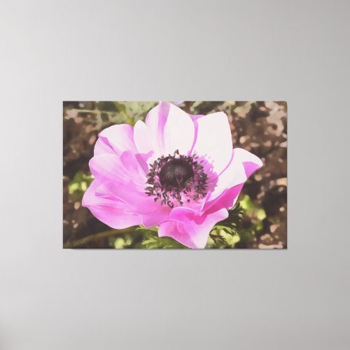 Artistic Pastel Pink Anemone Wildflower Canvas Print