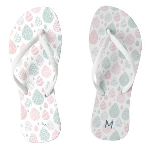 Artistic Pastel Raindrops Monogram Flip Flops