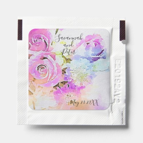 Artistic Pastel Watercolor Floral Spring Bouquet Hand Sanitizer Packet
