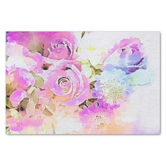 Artistic Pastel Watercolor Floral Spring Bouquet Tissue Paper