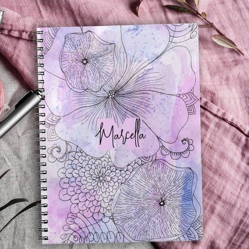 Artistic Pastel Watercolor Line Art Diary