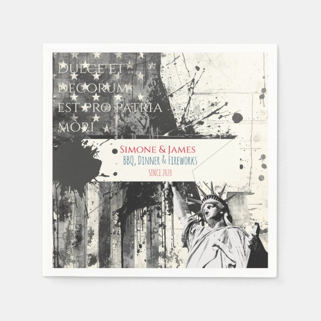 Artistic Patriotic Statement July 4th Decor Napkins (Front)