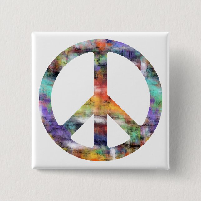 Artistic Peace Sign Button (Front)