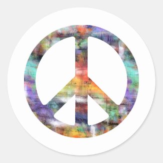 Artistic Peace Sign Classic Round Sticker