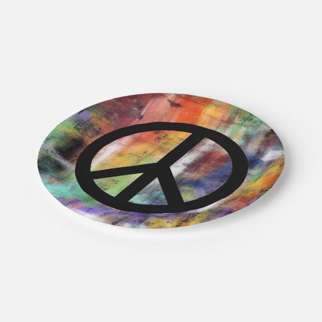 Artistic Peace Sign Paper Plates (Angled)