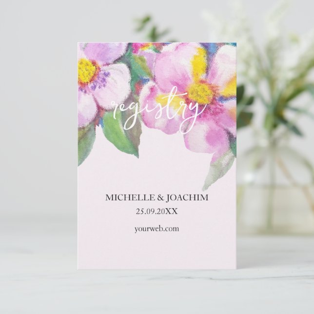 Artistic Peach Flowers Watercolor Art Enclosure Card (Standing Front)