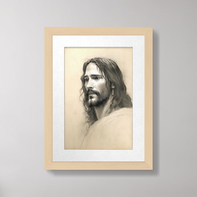 Artistic Pencil Sketch of Jesus Christ 25 Framed Art (Framed Front)