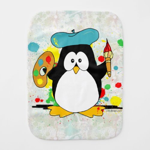 Artistic Penguin Baby Burp Cloth