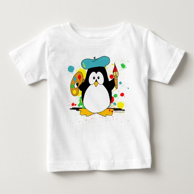 Artistic Penguin Baby T-Shirt (Front)
