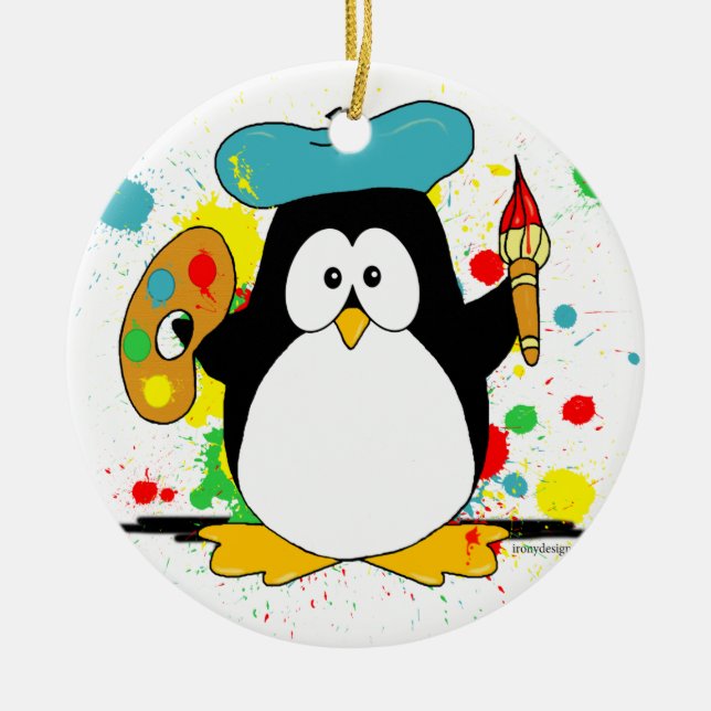 Artistic Penguin Ceramic Ornament (Front)