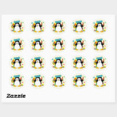 Artistic Penguin Classic Round Sticker (Sheet)