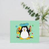 Artistic Penguin Green Postcard (Standing Front)