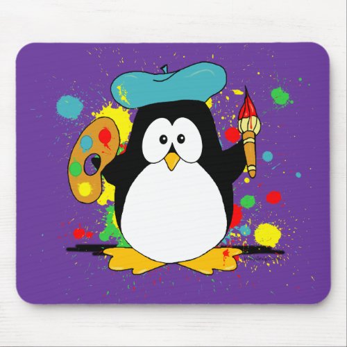 Artistic Penguin Mouse Pad