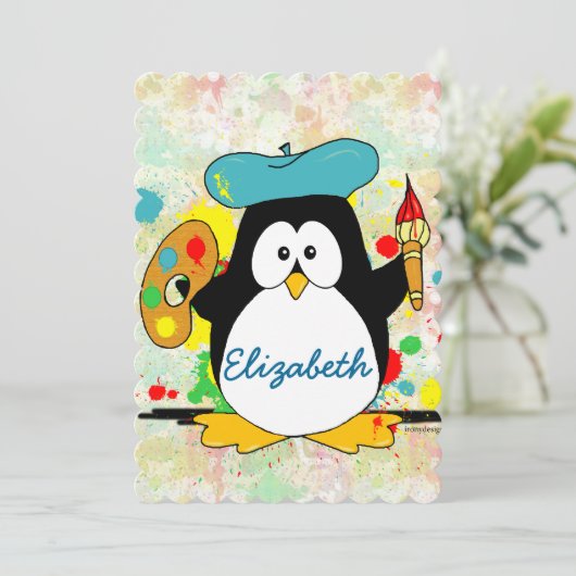 Artistic Penguin Painter Personalize (Standing Front)