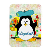 Artistic Penguin Painter Personalize Magnet (Vertical)