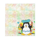 Artistic Penguin Painter Personalize Notepad (Front)