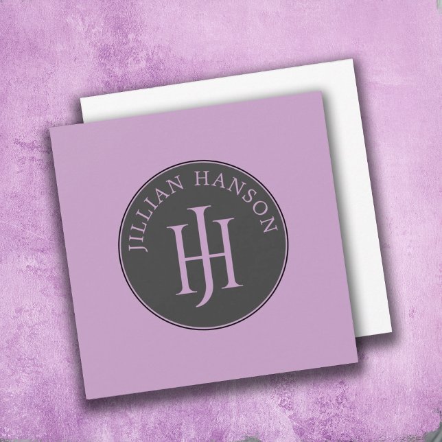 Artistic Personal Monogram Name Logo Lilac  Note Card (Creator Uploaded)
