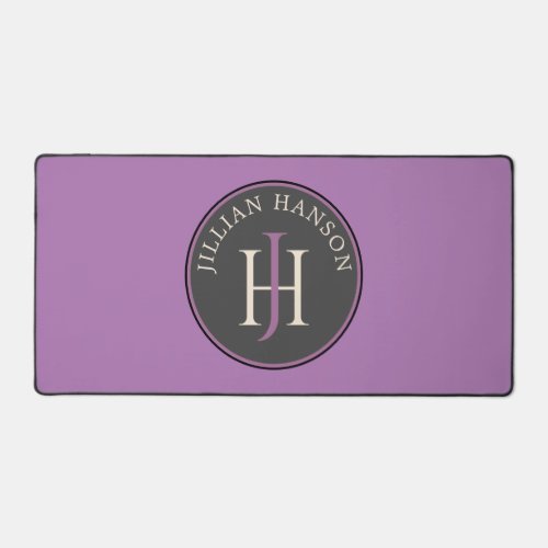 Artistic Personal Monogram Name Logo Pale Purple Desk Mat