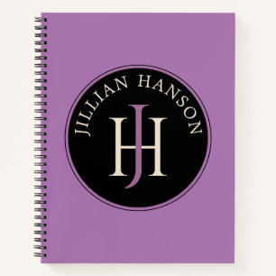Artistic Personal Monogram Name Logo Pale Purple Notebook
