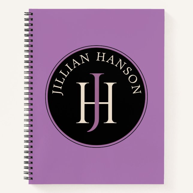 Artistic Personal Monogram Name Logo Pale Purple Notebook (Front)