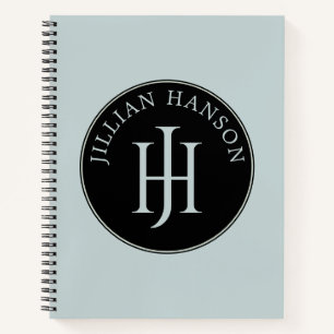 Artistic Personal Monogram Name Logo Smoky Blue Notebook