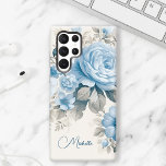 Artistic Personalized Light Pastel Blue Roses Samsung Galaxy S22 Ultra Case at Zazzle