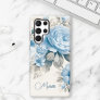 Artistic Personalized Light Pastel Blue Roses Samsung Galaxy S22 Ultra Case