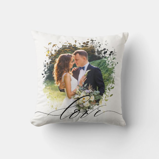 Artistic Photo Overlay Border Love Couple Throw Pillow (Front)