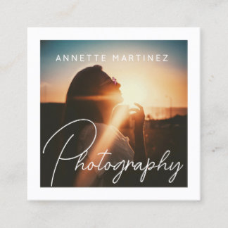 Artistic photo white frame photography square business card