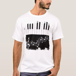 Artistic Piano Keys Treble Clef Musical Notes T-Shirt