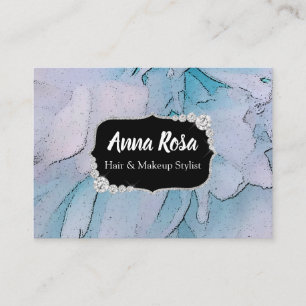 *~* Artistic Pink & Blue Bling Diamond Abstract Business Card