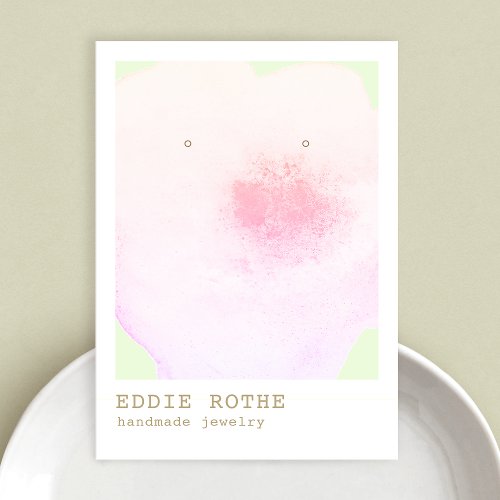 Artistic Pink  Floral Watercolor Earring Display Business Card