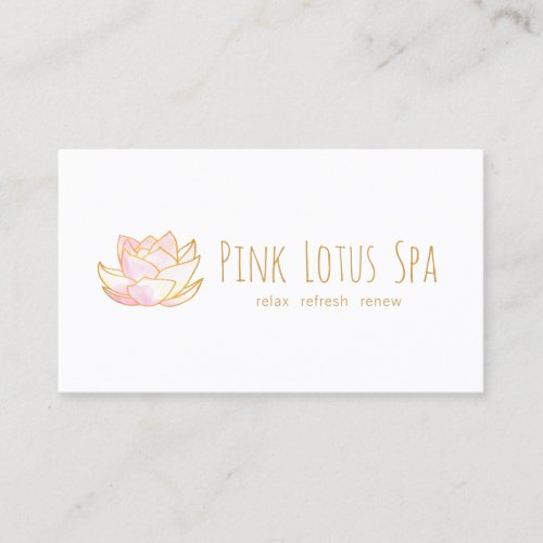 Artistic Pink Floral Watercolor Lotus Flower Business Card