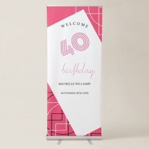 Artistic Pink Geo Modern Pattern Retractable Banner