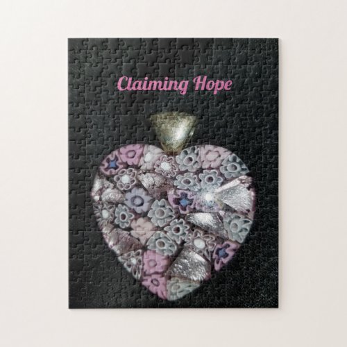 Artistic Pink Heart Breast Cancer Support Jigsaw Puzzle