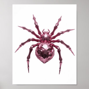 Artistic Pink METALLIC SPIDER Design Poster