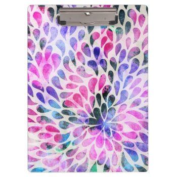 Artistic Pink Teal Black Watercolor Water Drops Clipboard by pink_water at Zazzle