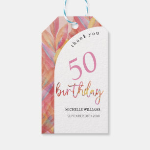 Artistic Pink Tropical Party Watercolor Gift Tags