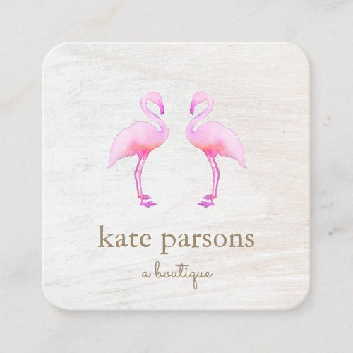 Artistic Pink Watercolor Flamingo  Square  Square  Square Business Card