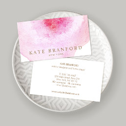 Artistic Pink Watercolor Large Floral Art Business Card