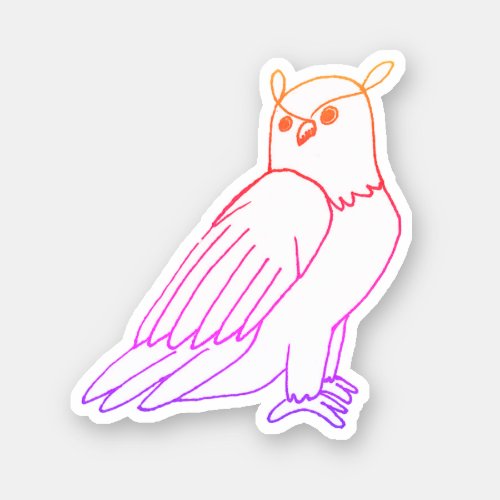 Artistic Pink Woodland Owl Sticker