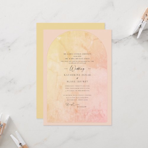 Artistic Pink  Yellow Geometric Christian  Invita Invitation