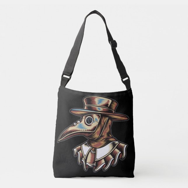 Artistic Plague Doctor Illustration Crossbody Bag (Front)