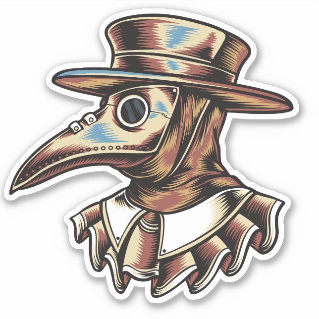 Artistic Plague Doctor Illustration Sticker (Front)