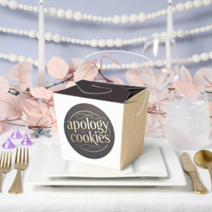 Artistic Playful Gold & Brown Apology Cookies Favor Boxes