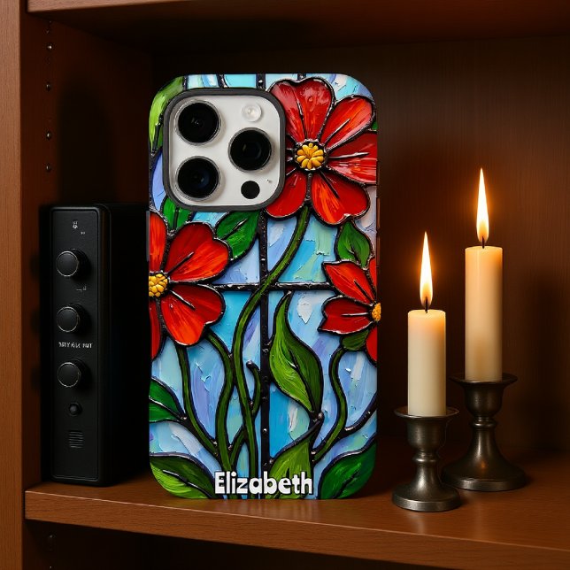 Artistic Poppies in Stained Glass Case-Mate iPhone Case (Creator Uploaded)