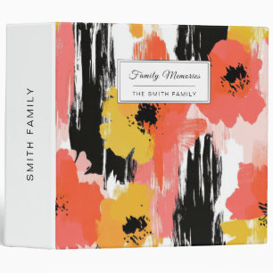 Artistic Poppy in Coral Mustard and Pink 3 Ring Binder