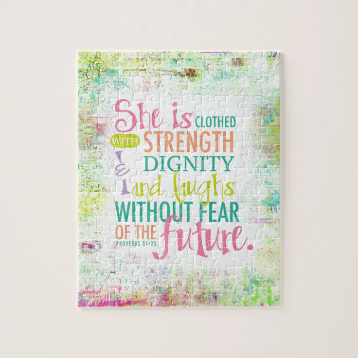 Artistic Proverbs 31:25 Jigsaw Puzzle | Zazzle