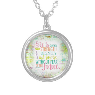 Artistic Proverbs 31:25 Silver Plated Necklace