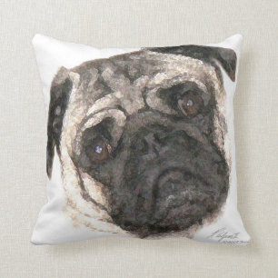 Artistic Pug Face Pillow